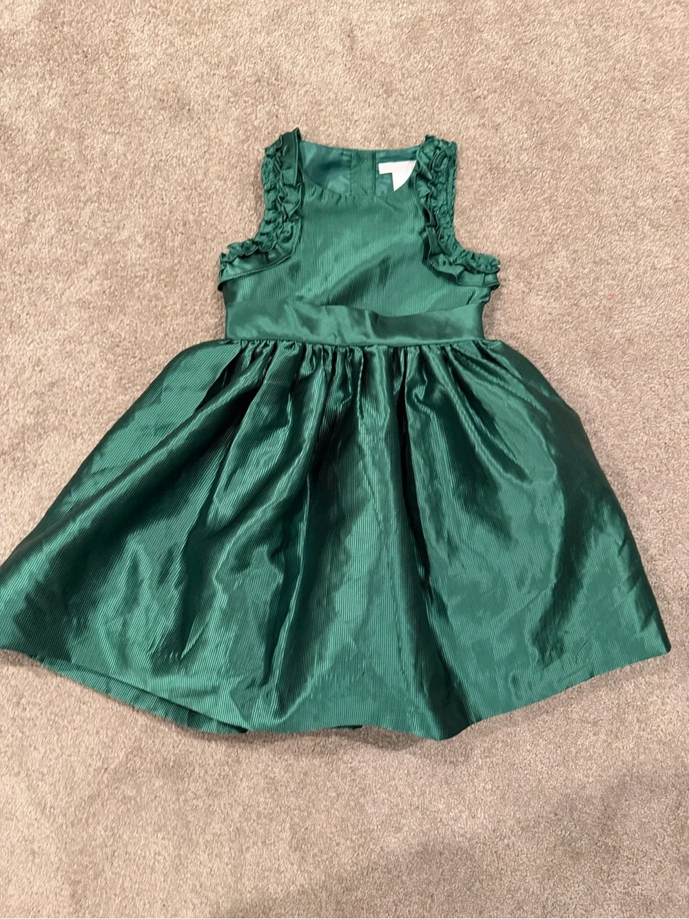 Janie and Jack Girls 3 Emerald Green Holiday Party Dress Bow Christmas